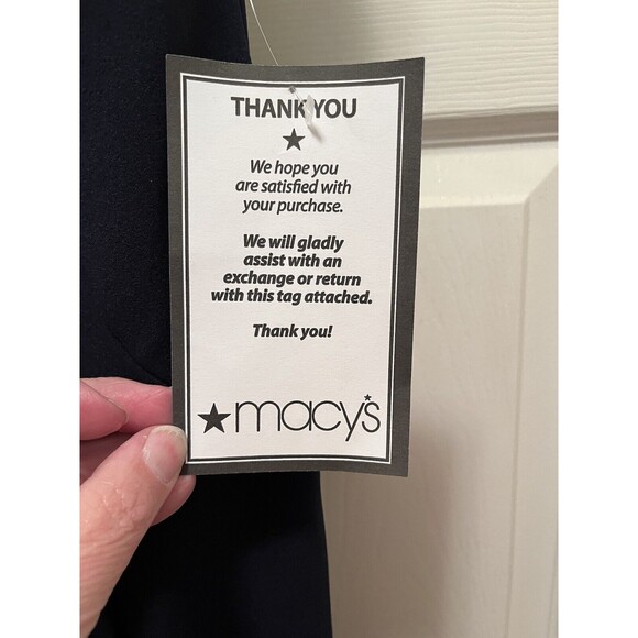 Betsy & Adam Ruffle Cascade Strapless Fit Flare Navy Prom Evening Gown Dress 4 - Picture 11 of 16